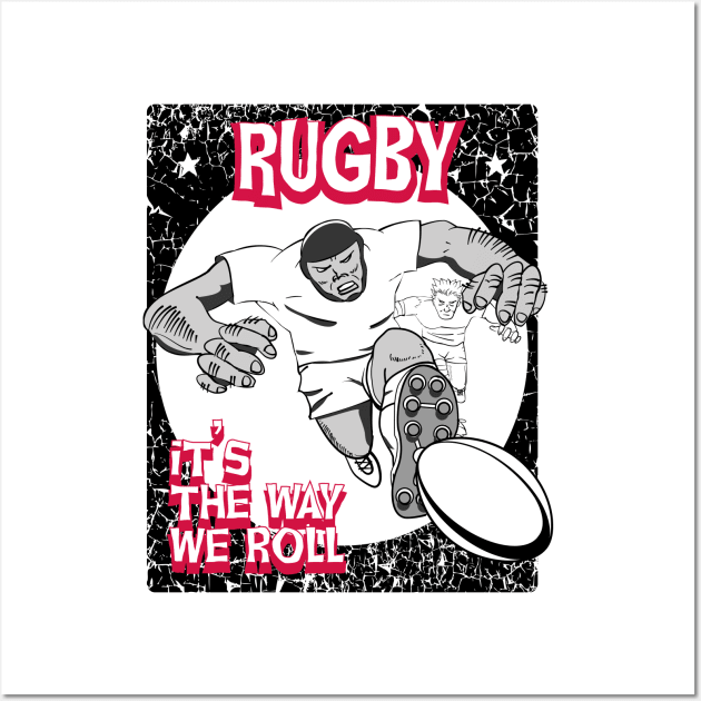 Rugby Comic Style Player 3 Wall Art by atomguy